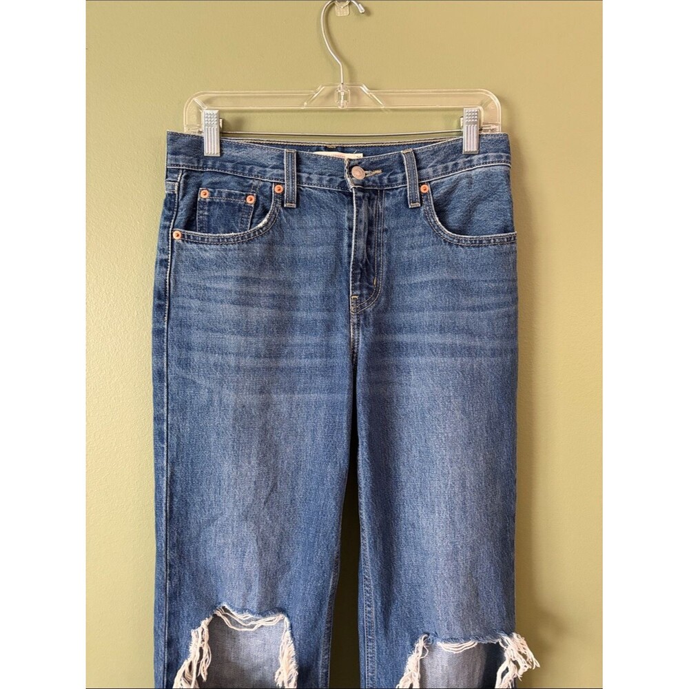 Levi's Low Pro Straight Distressed Ripped Jeans Sz 26 - Picture 3 of 9